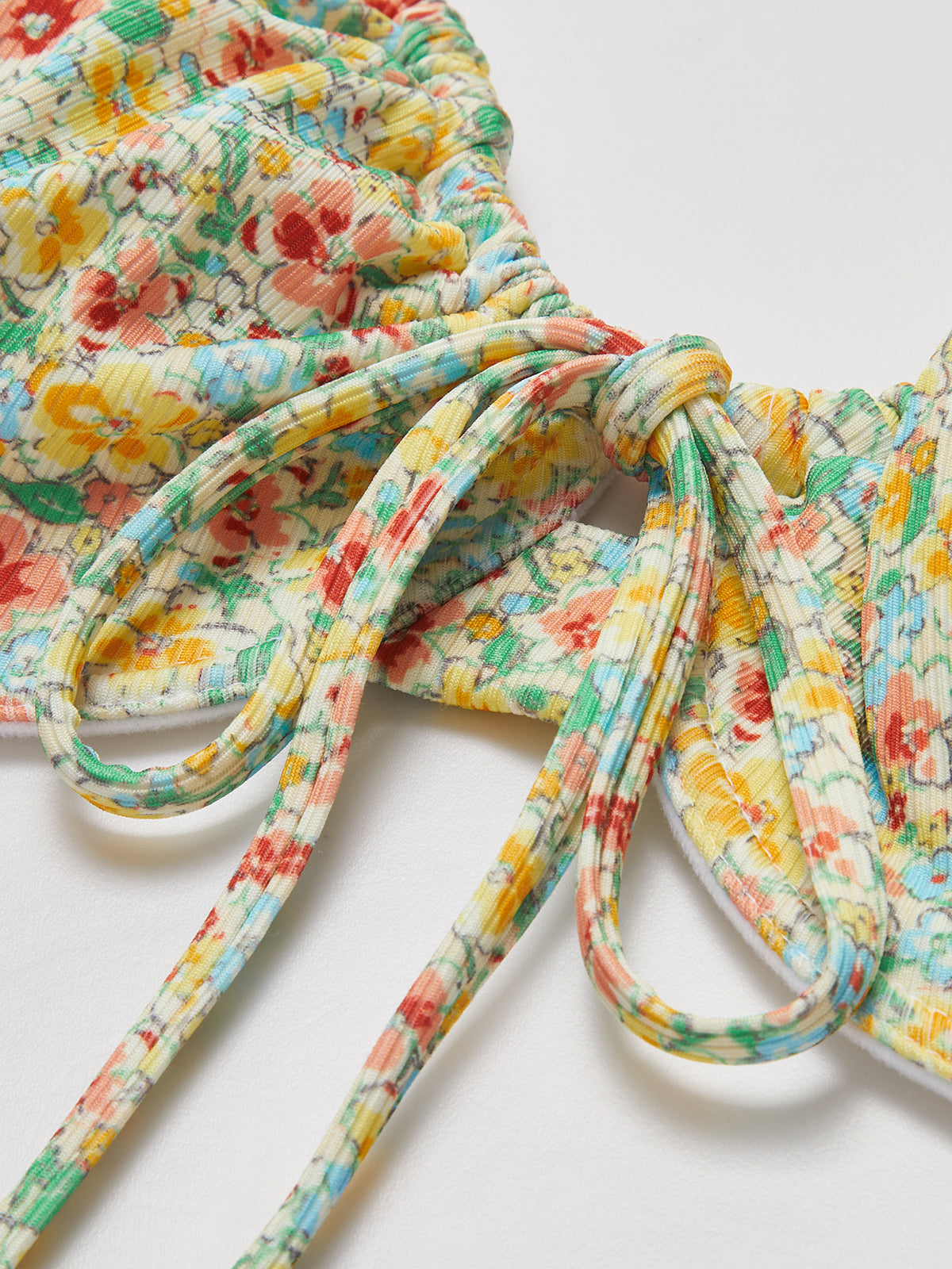 Floral Tie-Front Bikini Set — Yellow & Green — Svelte Chic