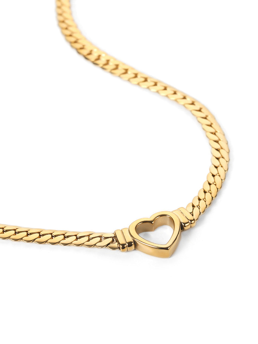 Layered Heart Chain Necklace — Gold Titanium Steel — Svelte Chic