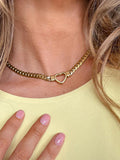 Layered Heart Chain Necklace — Gold Titanium Steel in Gold — Svelte Chic