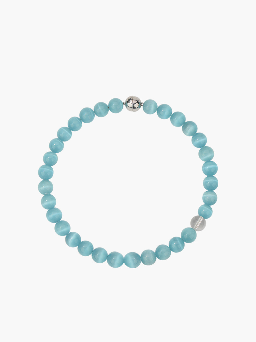 Cat's Eye Beaded Necklace — Light Blue Opal — Svelte Chic