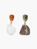 Irregular Natural Stone Earrings — Gold & White in Multicolor — Svelte Chic