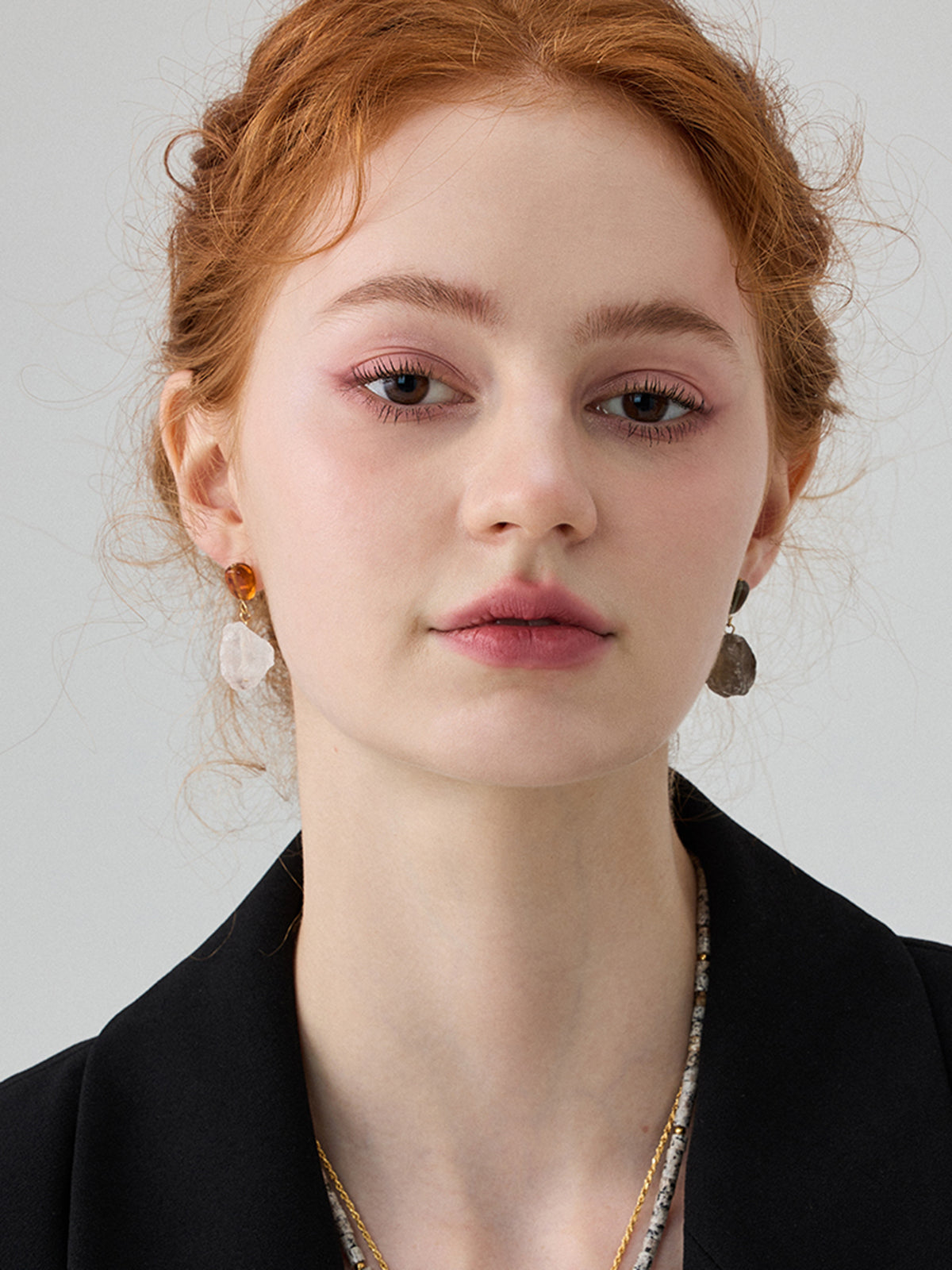 Irregular Natural Stone Earrings — Gold & White — Svelte Chic