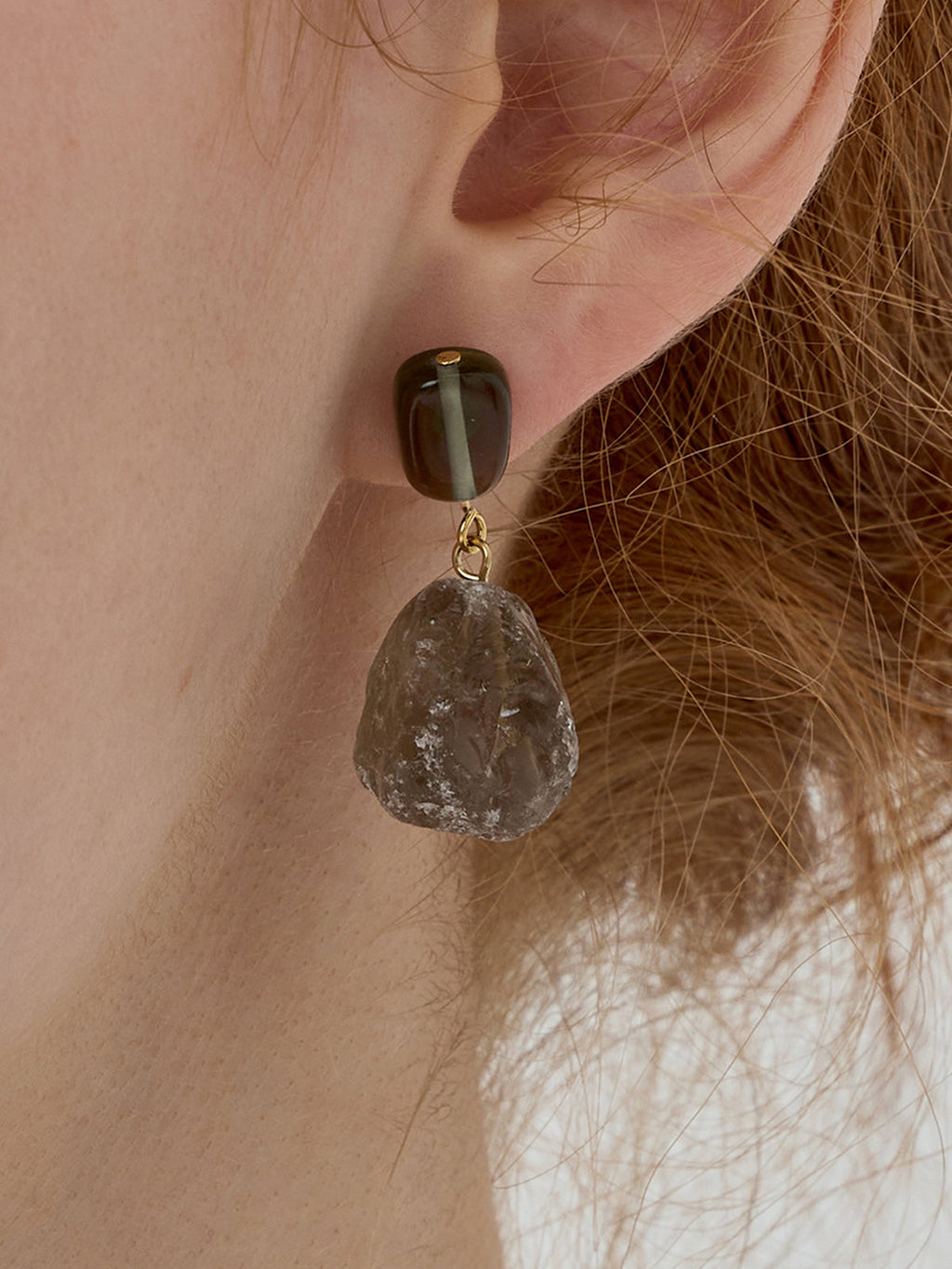 Irregular Natural Stone Earrings — Gold & White — Svelte Chic