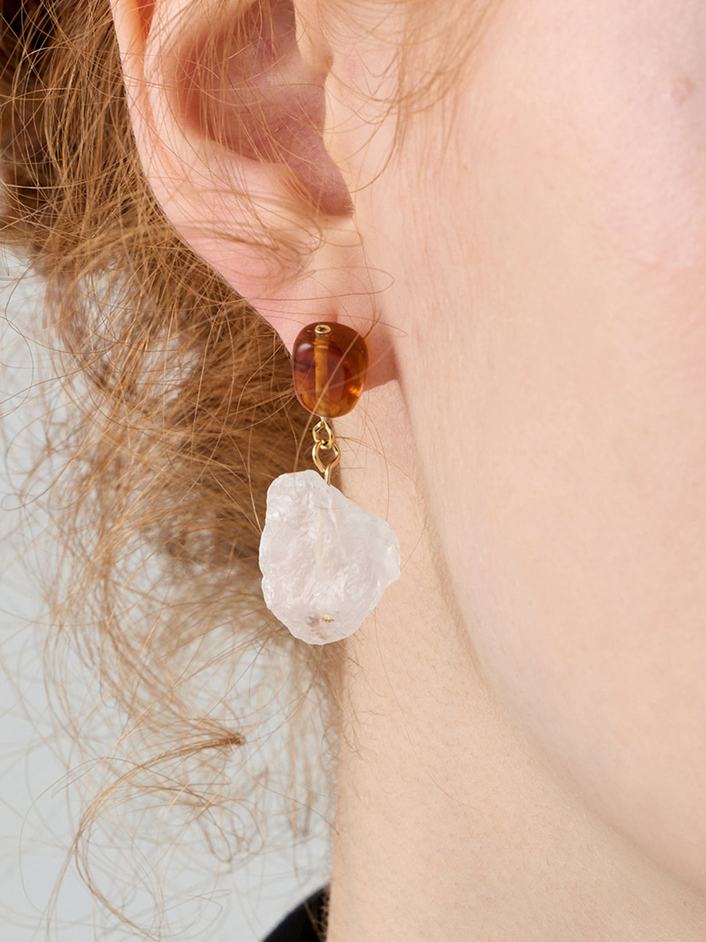 Irregular Natural Stone Earrings — Gold & White — Svelte Chic