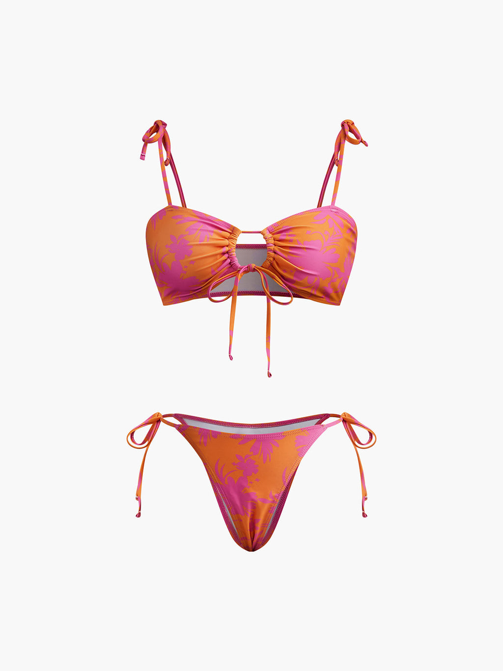Print Circle Cutout Bikini Set — Orange in Orange — Svelte Chic