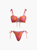 Print Circle Cutout Bikini Set — Orange in Orange — Svelte Chic
