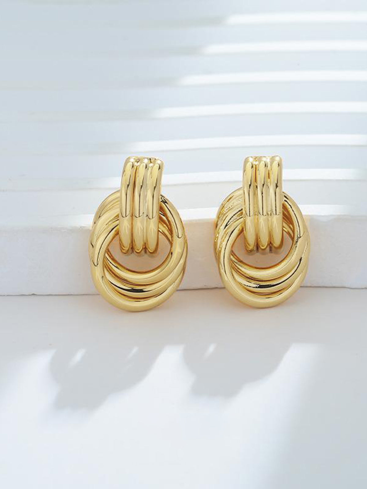 Multi-Ring Drop Earrings — Gold — Svelte Chic