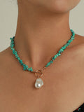 Irregular Pearl & Turquoise Necklace — Green in Green — Svelte Chic