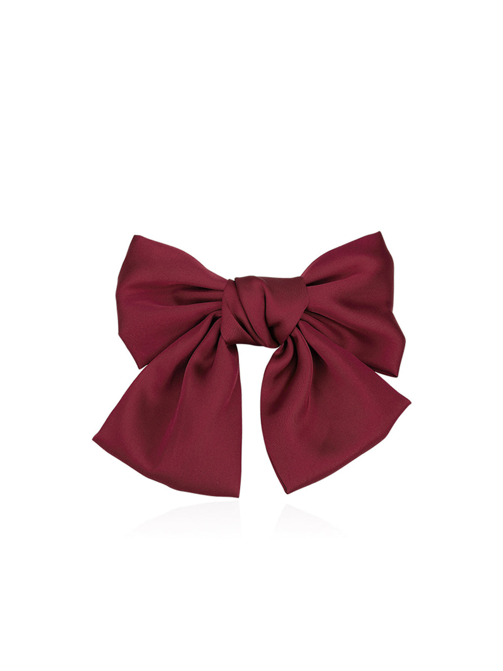 Large Bow Hair Clip — Burgundy Satin — Svelte Chic