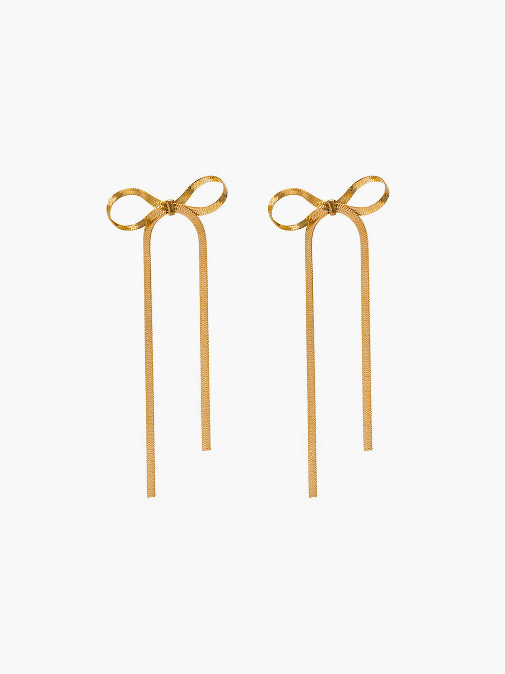 Metal Ribbon Bow Earrings — Gold — Svelte Chic