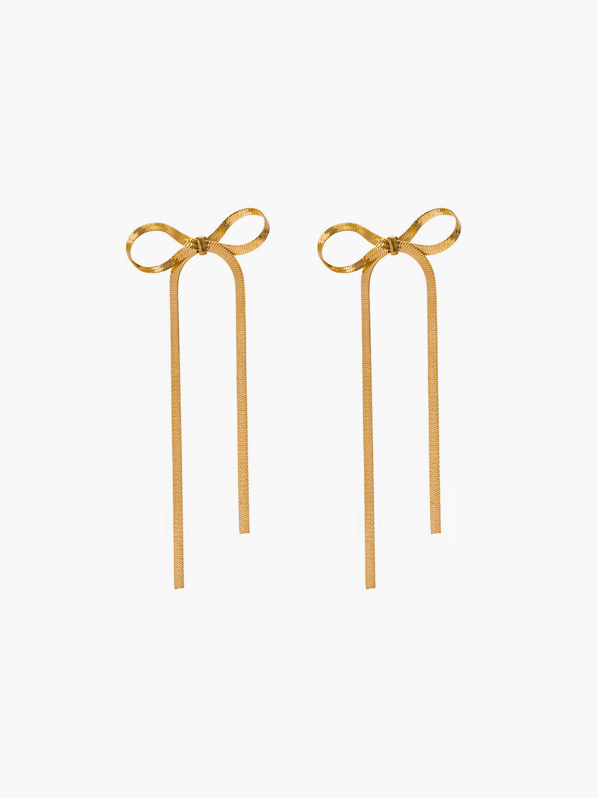 Metal Ribbon Bow Earrings — Gold — Svelte Chic