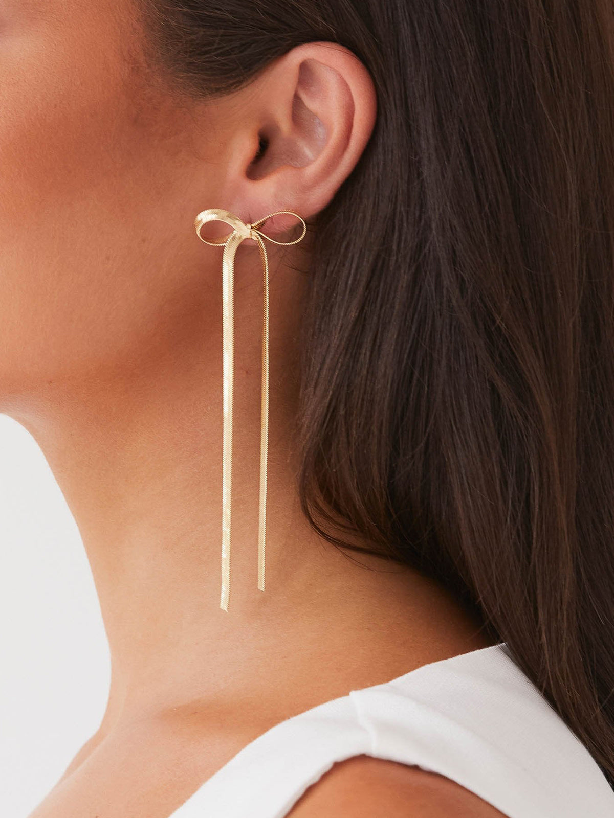 Metal Ribbon Bow Earrings — Gold in Gold — Svelte Chic
