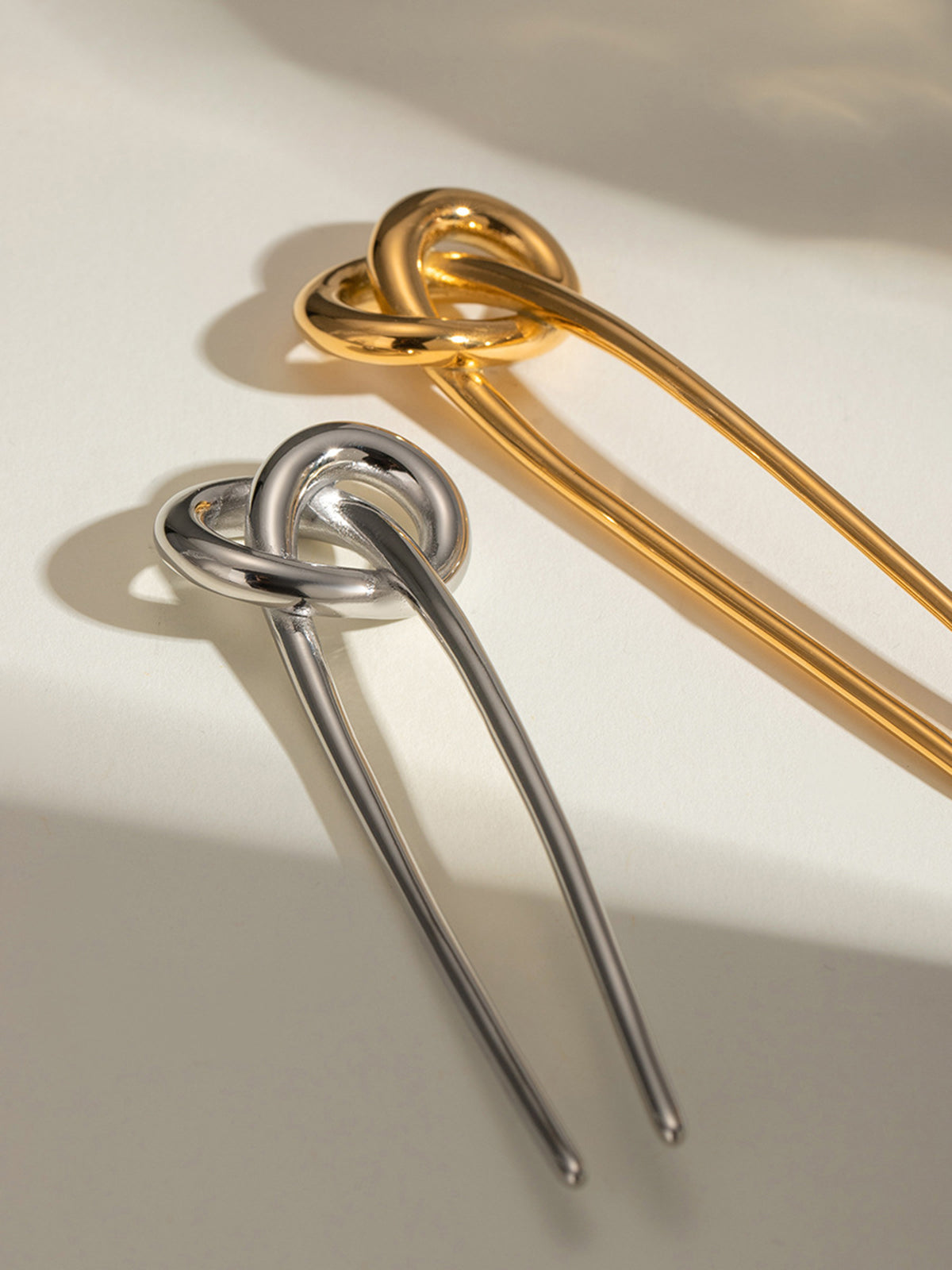 Knotted Hair Pin — Gold Titanium Steel — Svelte Chic