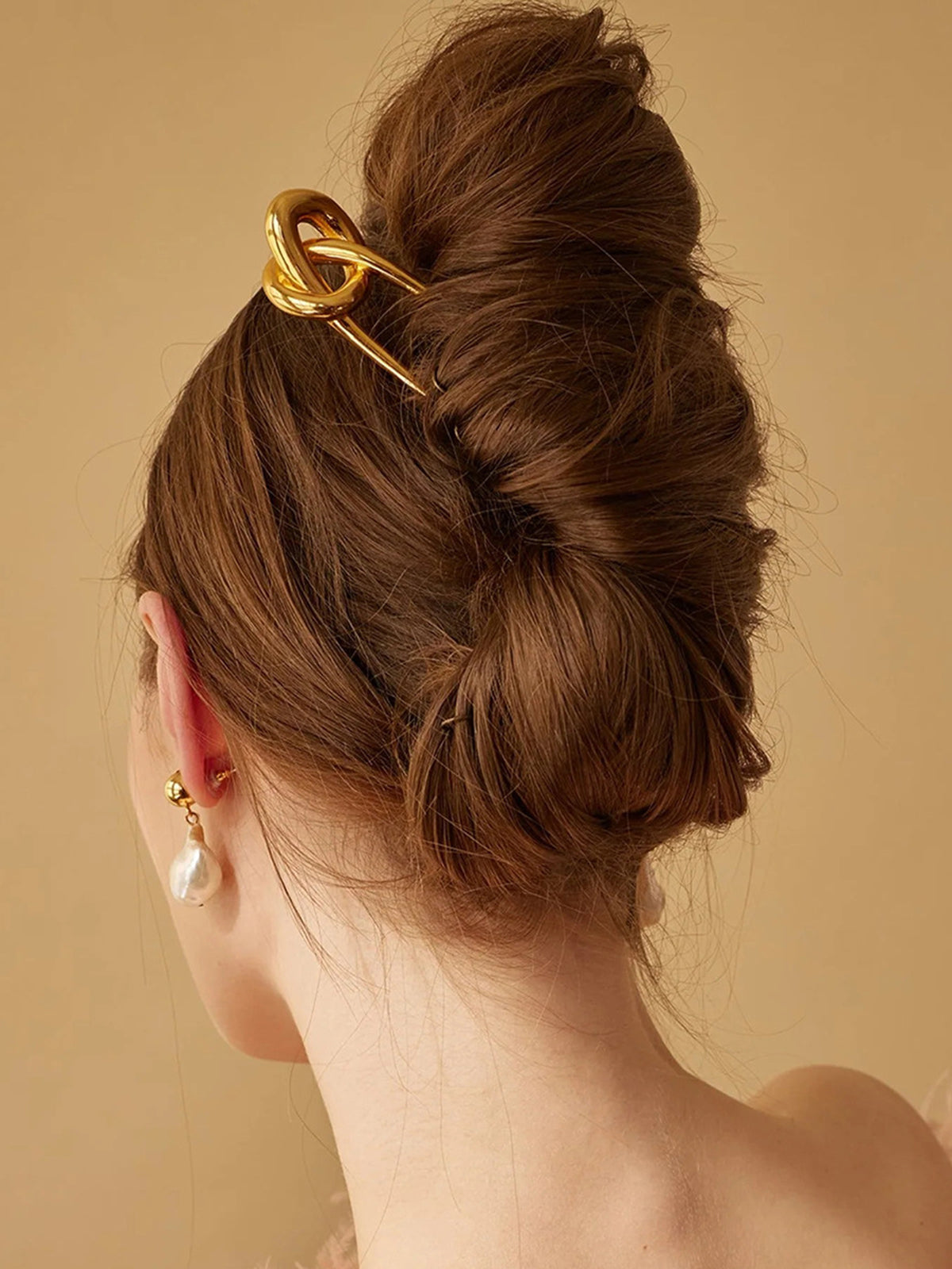 Knotted Hair Pin — Gold Titanium Steel in Gold — Svelte Chic