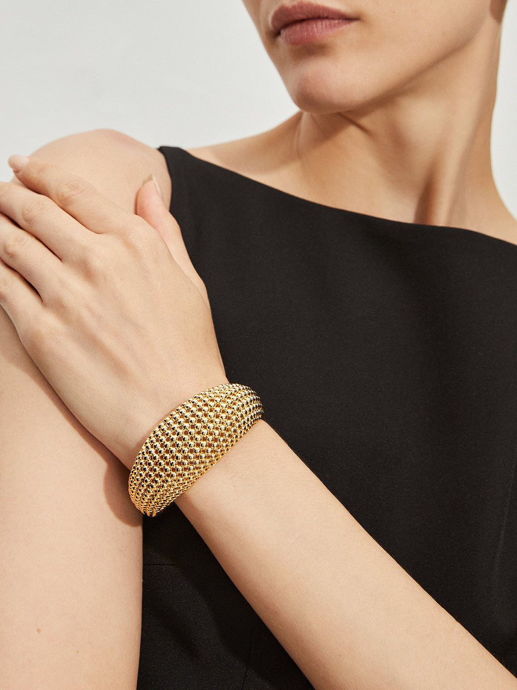 Vintage Openwork Beaded Bangle — Gold in Gold — Svelte Chic