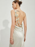 Satin Cowl Neck Backless Maxi Dress — Light Green in Light Green — Svelte Chic