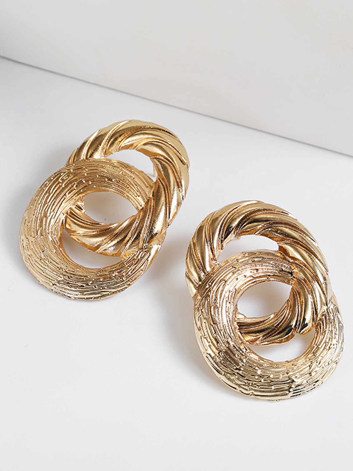 Vintage Cross Circle Drop Earrings — Gold — Svelte Chic