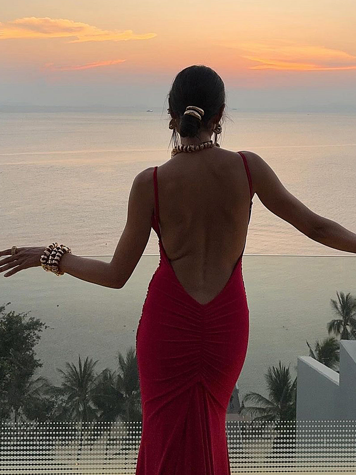 Backless Cami Maxi Dress — Red — Svelte Chic