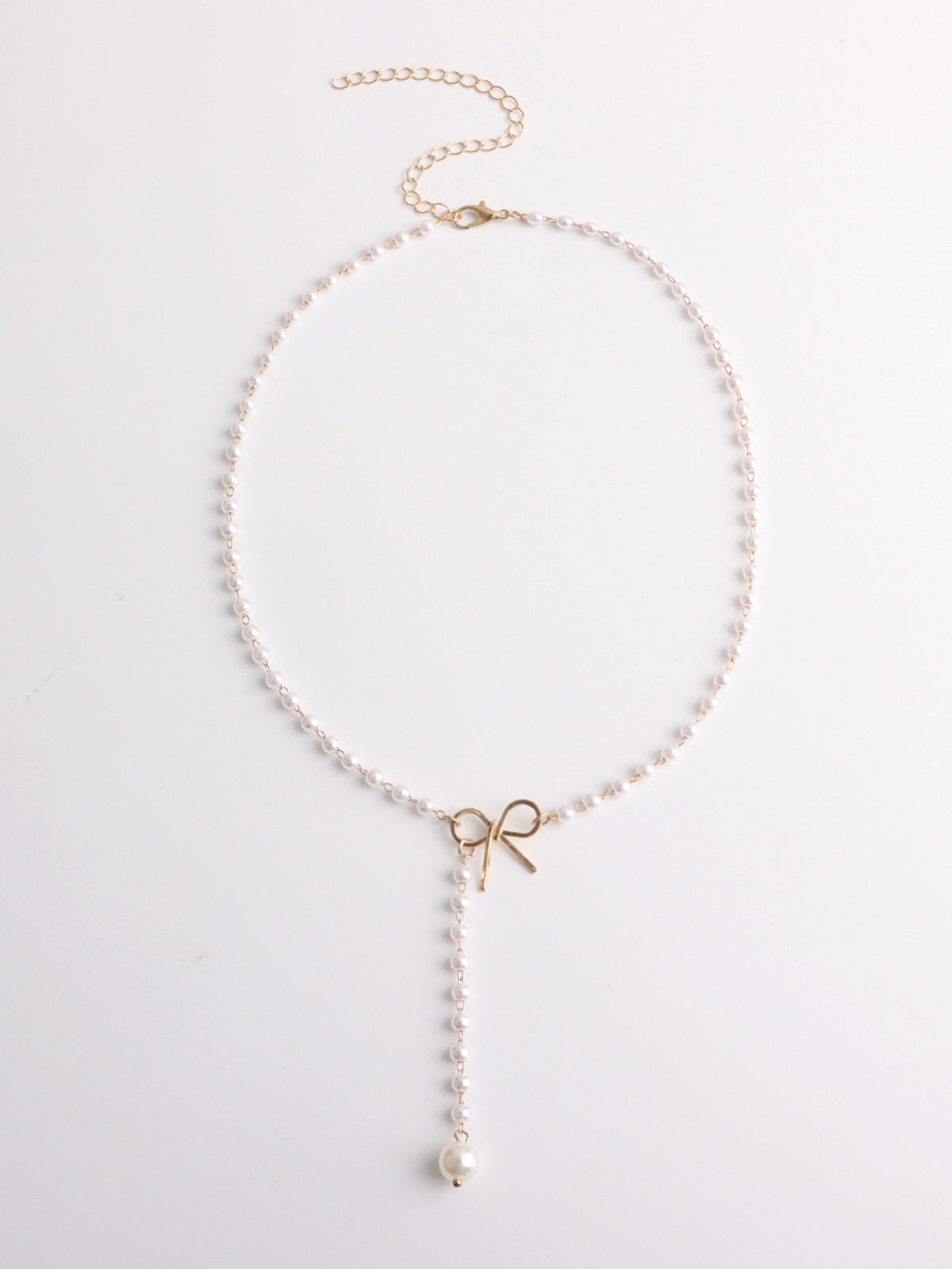 Pearl Bow Pendant Necklace — Gold — Svelte Chic