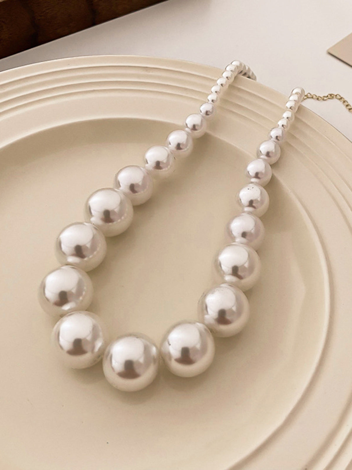 Acrylic Bead Necklace — Off-White — Svelte Chic