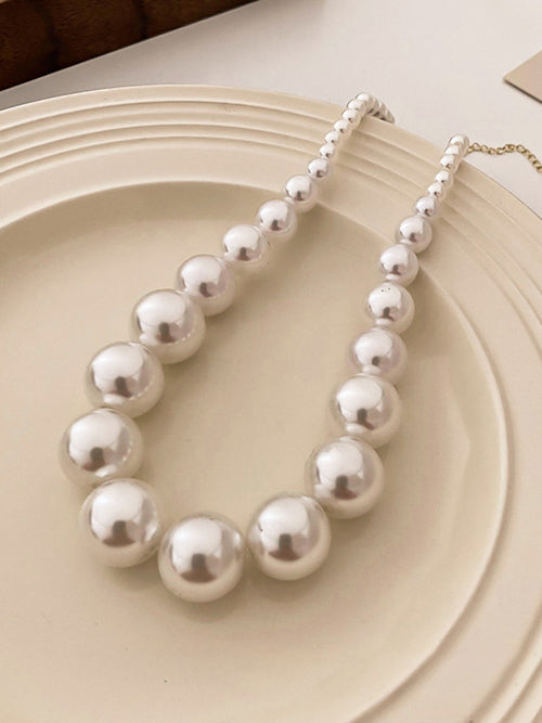 Acrylic Bead Necklace — Off-White — Svelte Chic