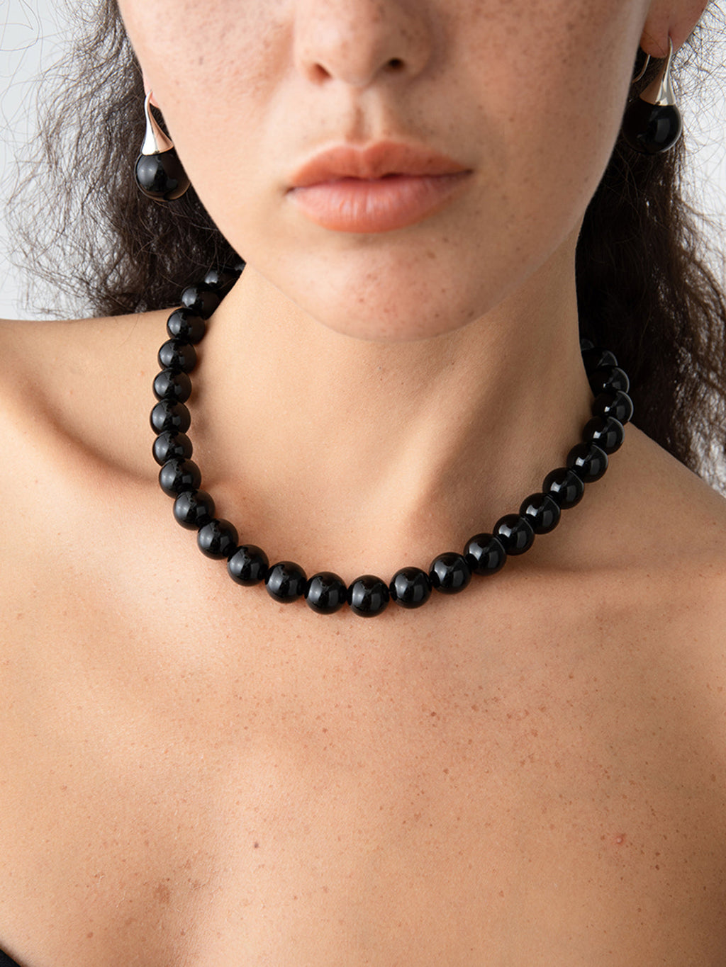 Black Onyx Bead Necklace in Black — Svelte Chic