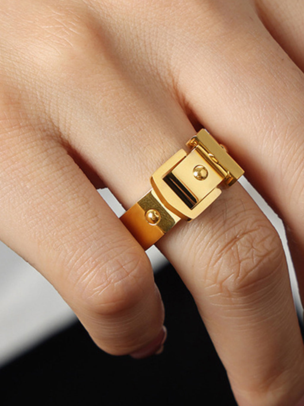 Buckle Ring — Gold Titanium Steel — Svelte Chic