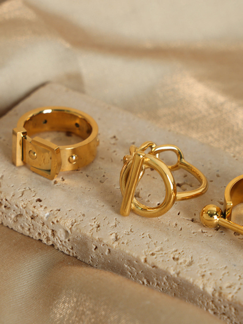 Buckle Ring — Gold Titanium Steel — Svelte Chic