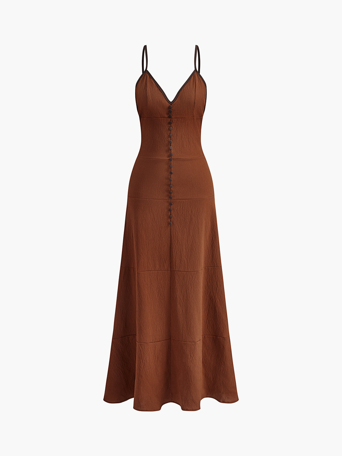 Contrast Binding Button Cami Maxi Dress in Orange Red — Svelte Chic