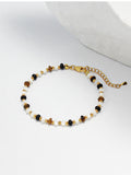 Tiger's Eye Beaded Bracelet — Gold & Black in Multicolor — Svelte Chic