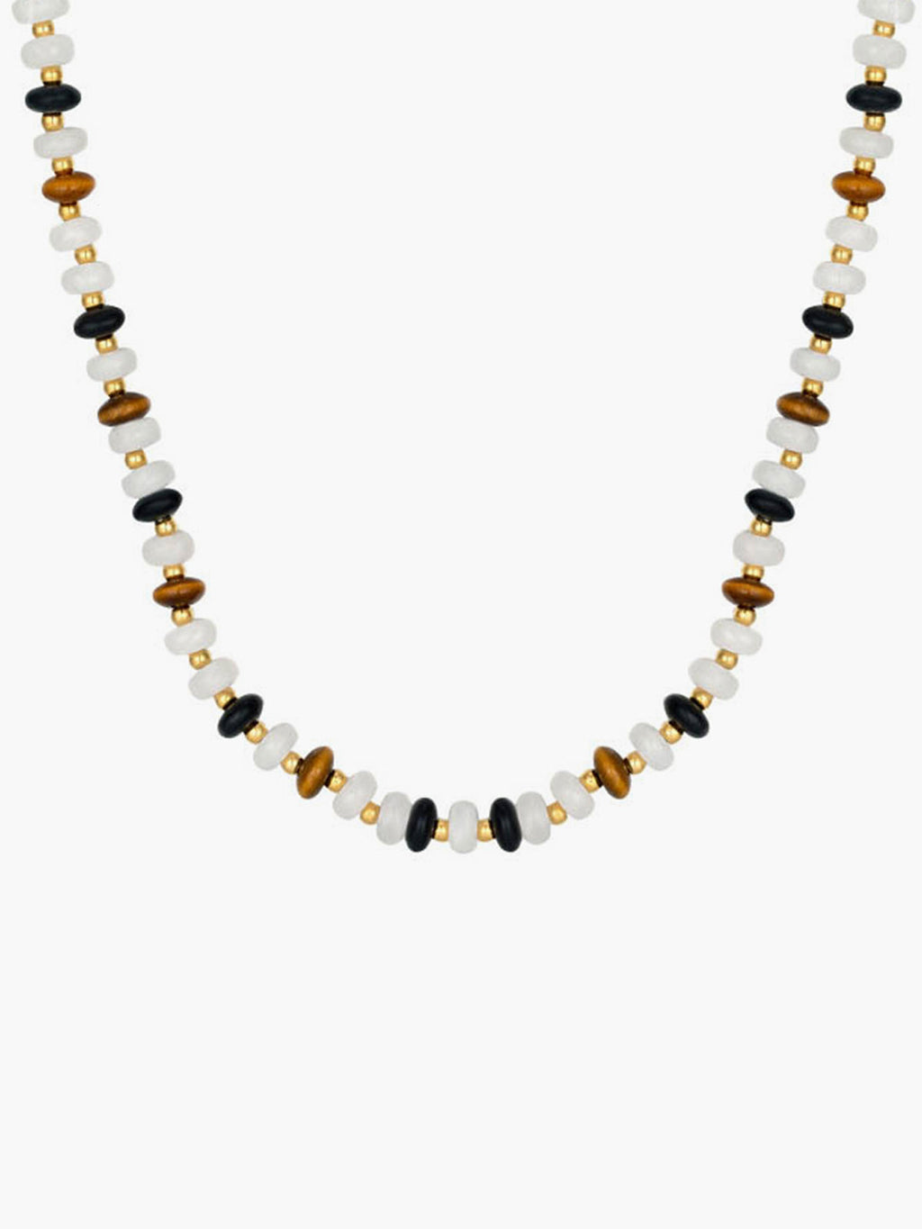 Tiger's Eye Beaded Necklace — Multicolour — Svelte Chic