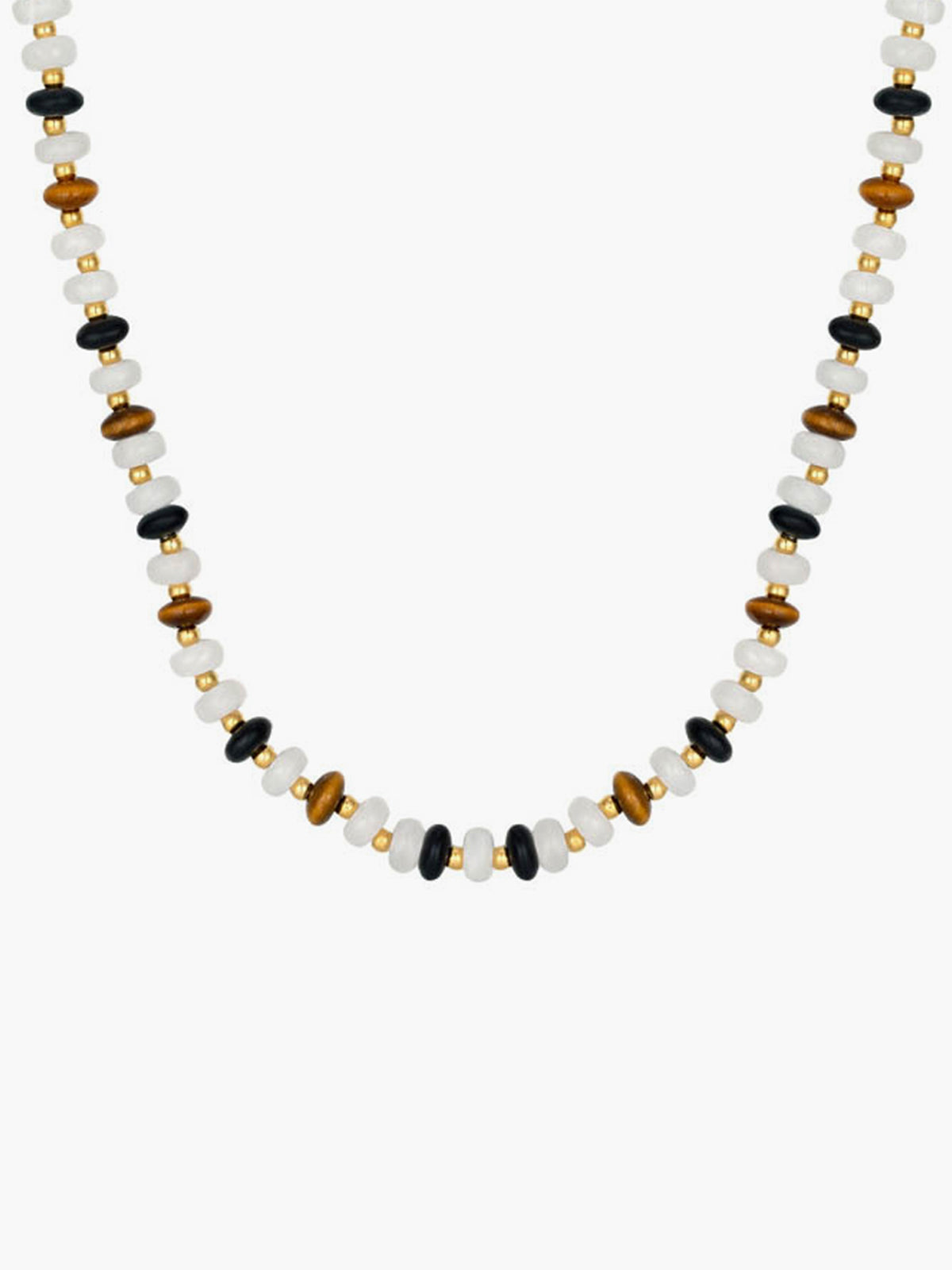 Tiger's Eye Beaded Necklace — Multicolour — Svelte Chic