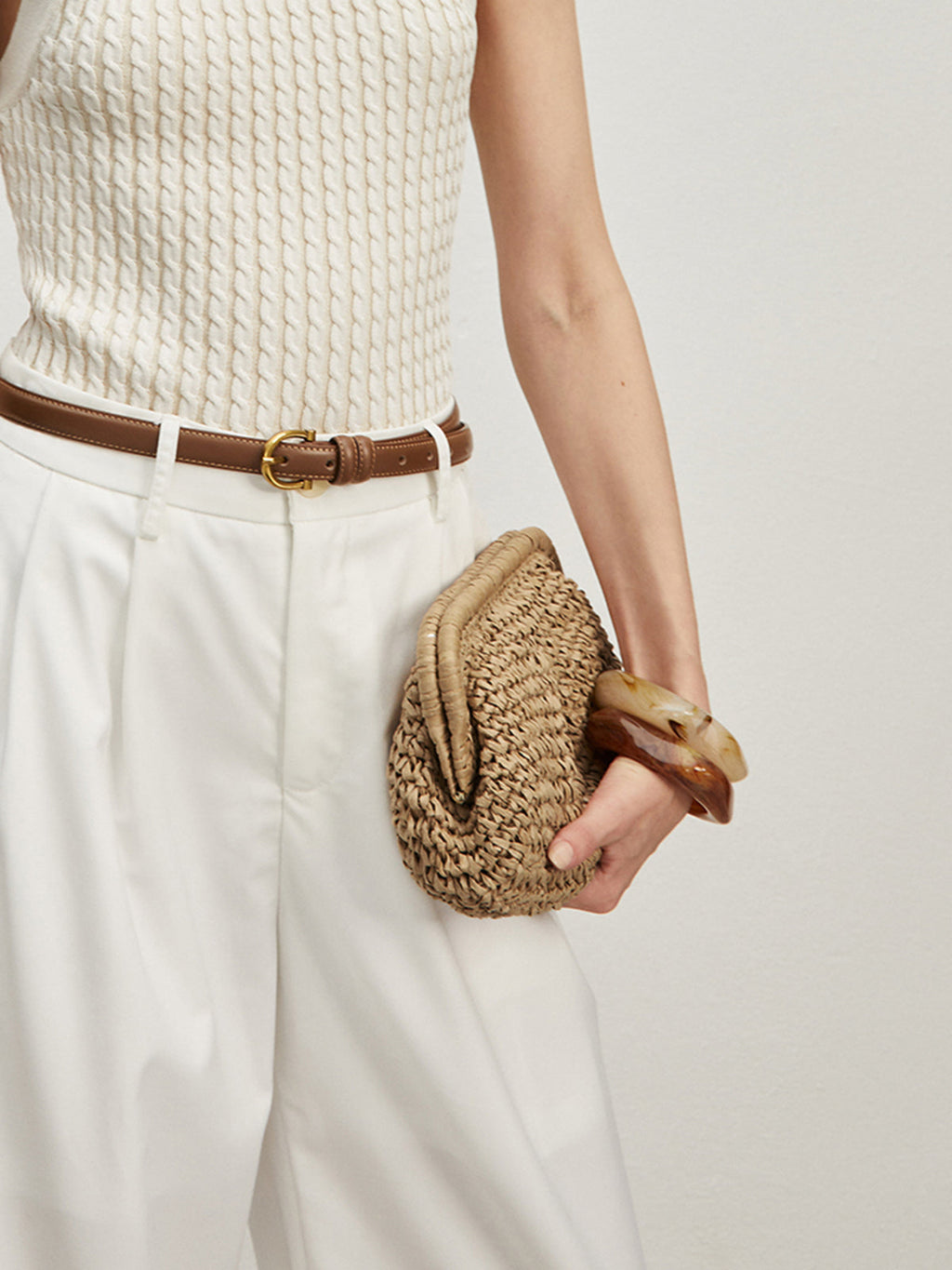 Straw Clutch Bag — Beige — Svelte Chic