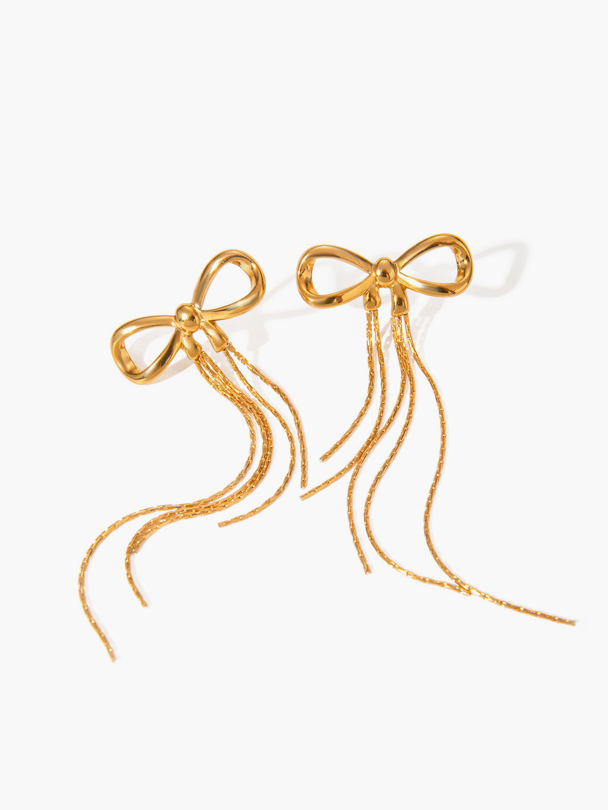 Golden Bow Earrings — Titanium Steel — Svelte Chic