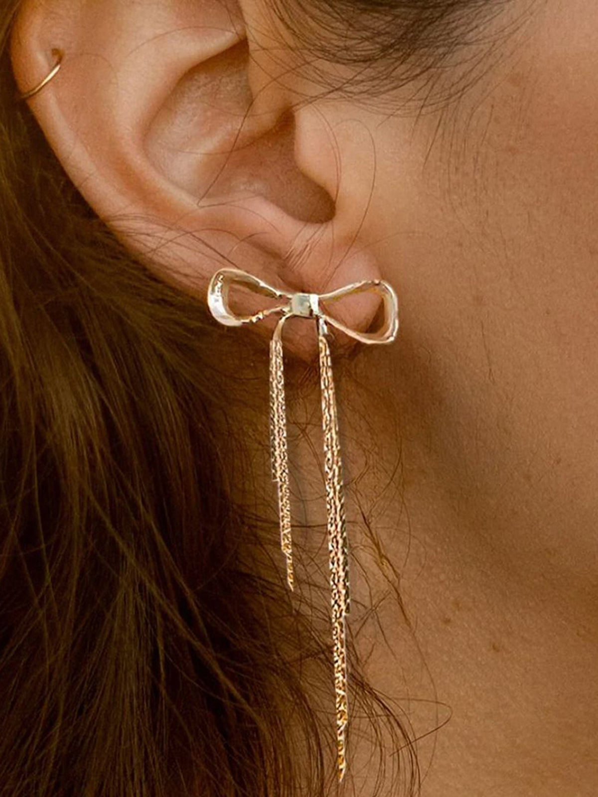 Golden Bow Earrings — Titanium Steel — Svelte Chic