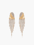Crinkled Metal Rhinestone Drop Earrings — Gold in Gold — Svelte Chic
