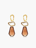 Vintage Geometric Drop Earrings — Gold & Brown in Light Brown — Svelte Chic