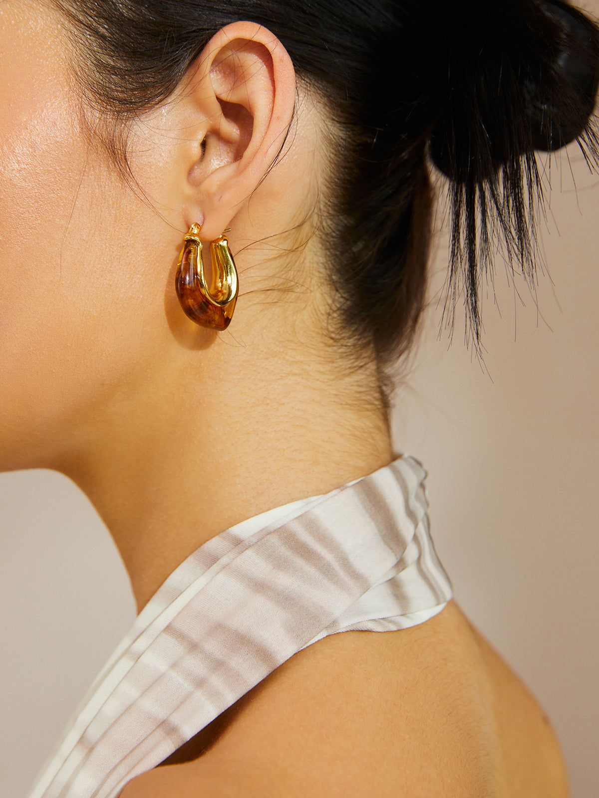 Amber Hoop Earrings — Gold — Svelte Chic