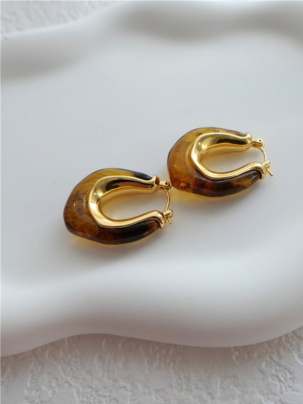 Amber Hoop Earrings — Gold — Svelte Chic