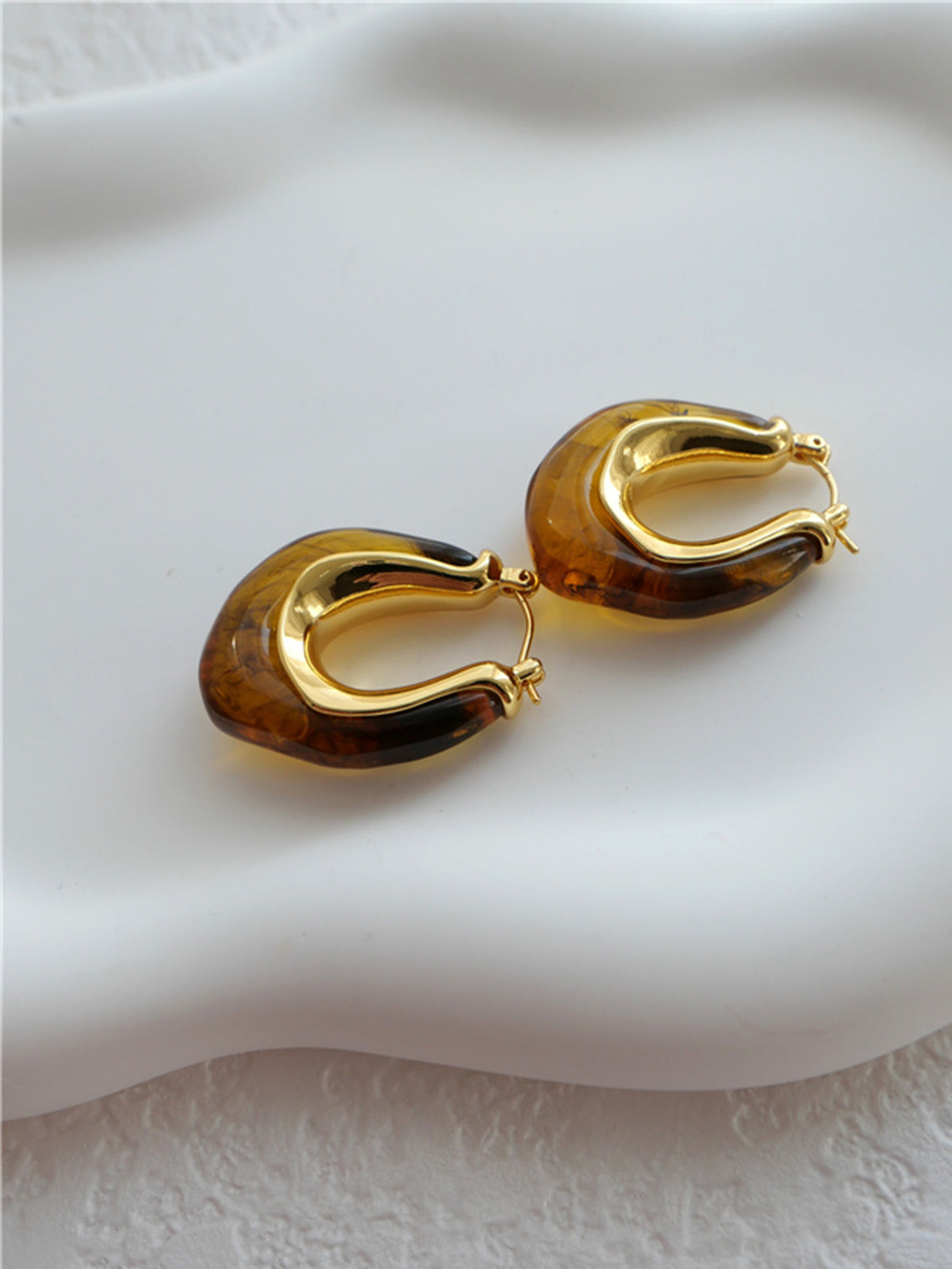 Amber Hoop Earrings — Gold — Svelte Chic