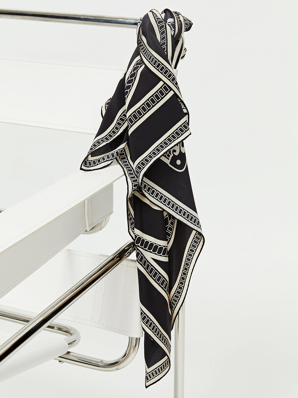 Silk Totem Scarf — Black, 65 × 65 cm in Black — Svelte Chic