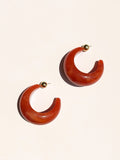 Crescent Acrylic Earrings — Orange & Gold in Red — Svelte Chic