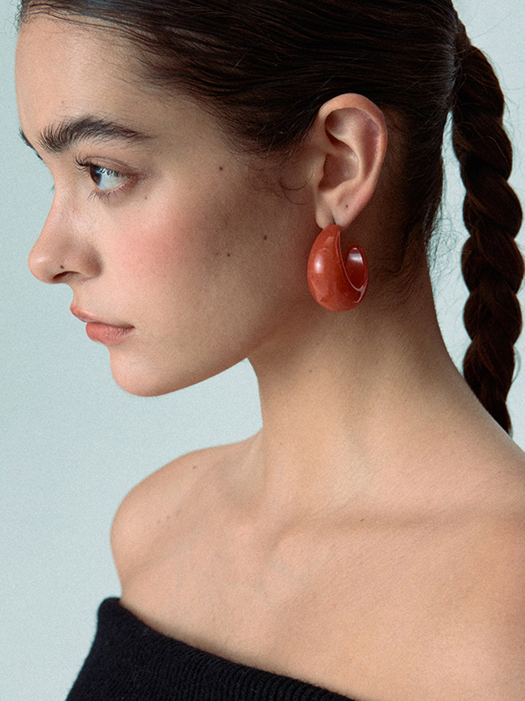 Crescent Acrylic Earrings — Orange & Gold — Svelte Chic