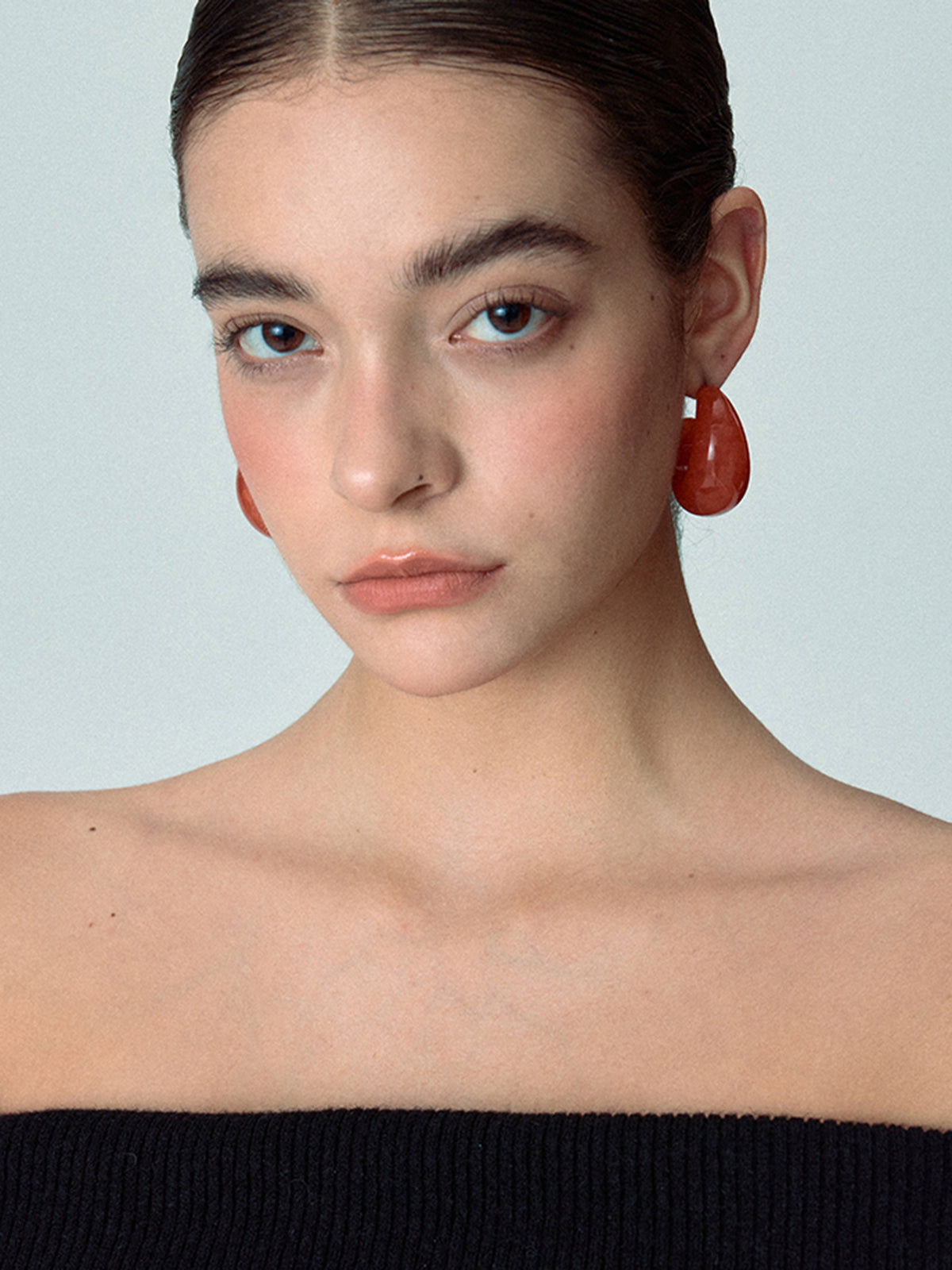 Crescent Acrylic Earrings — Orange & Gold — Svelte Chic