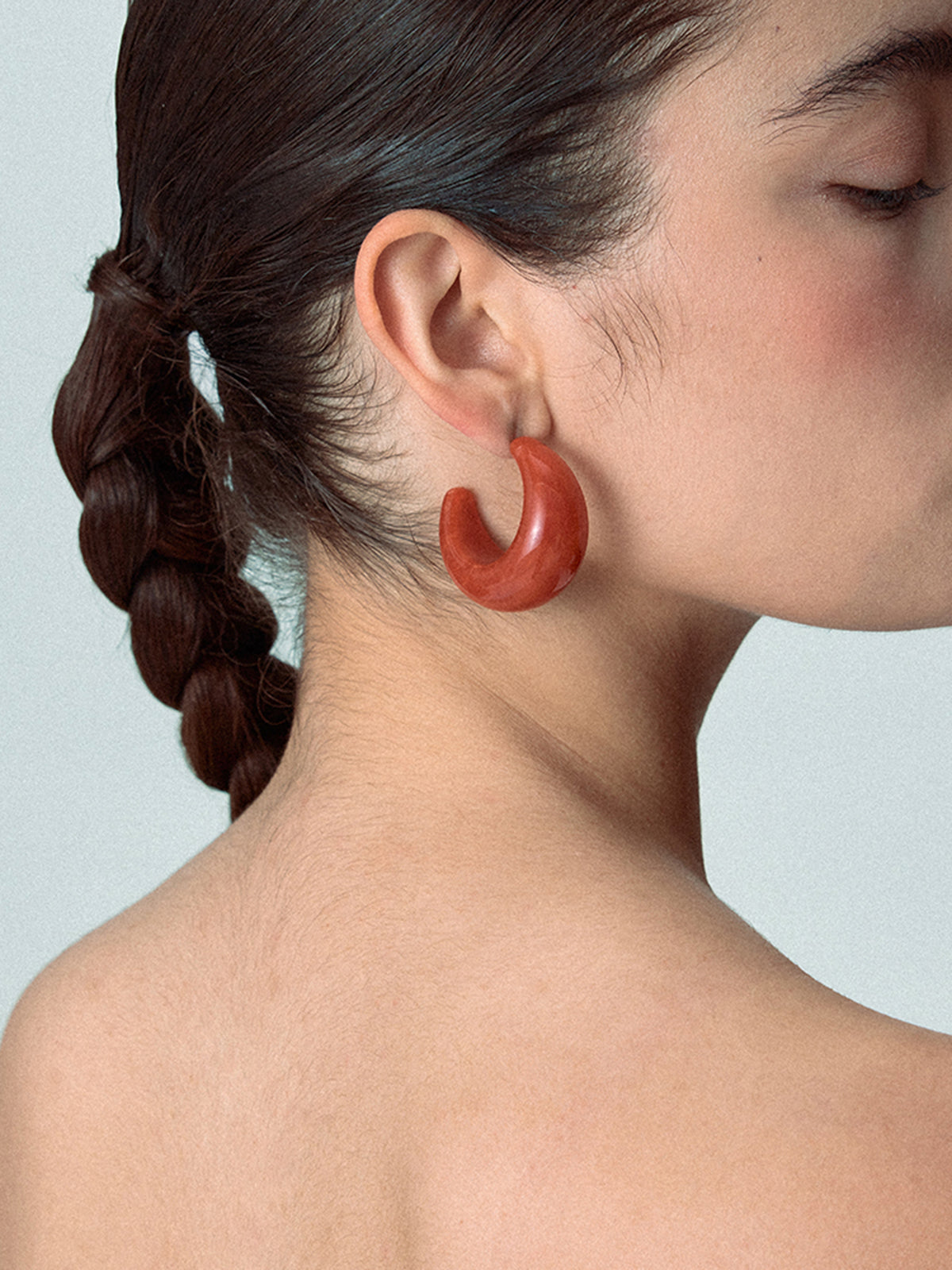 Crescent Acrylic Earrings — Orange & Gold — Svelte Chic