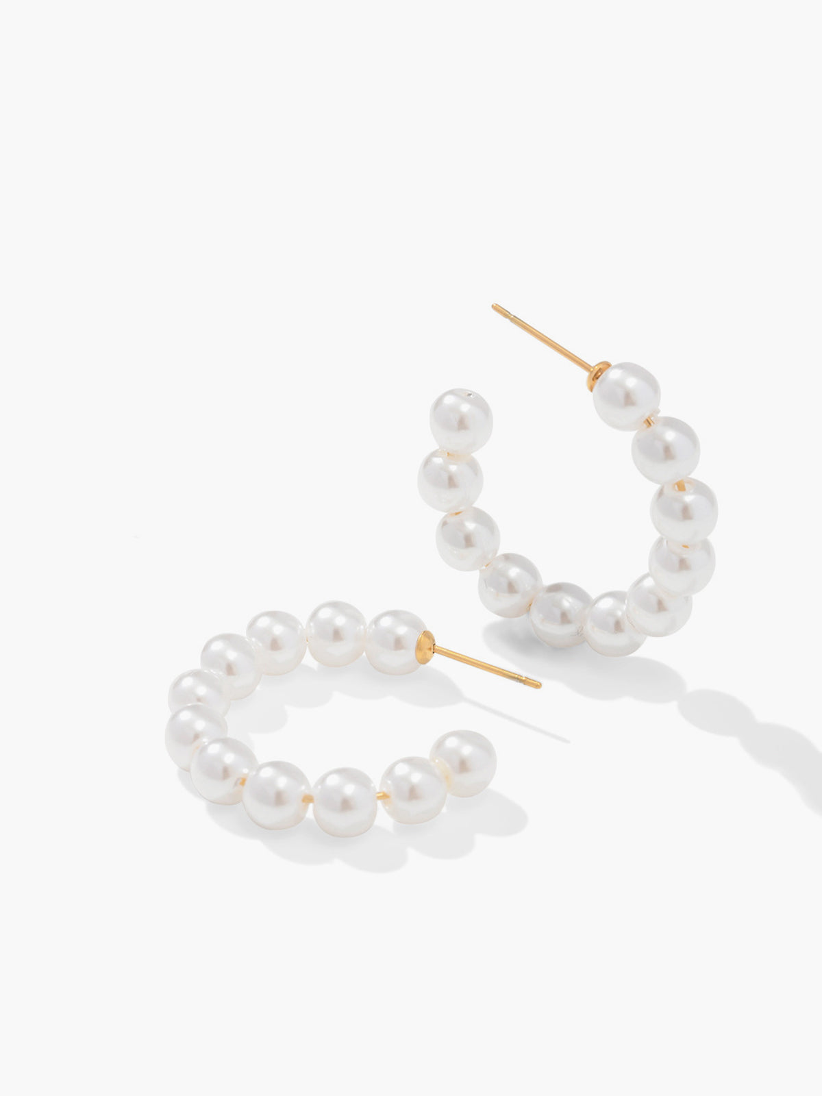 Pearl Hoop Earrings — White — Svelte Chic