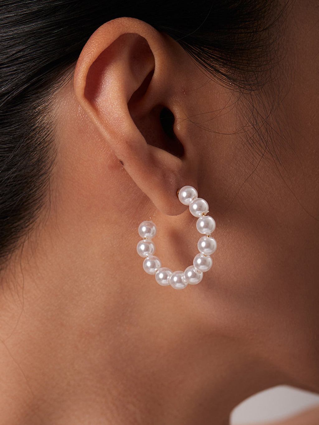 Pearl Hoop Earrings — White in White — Svelte Chic
