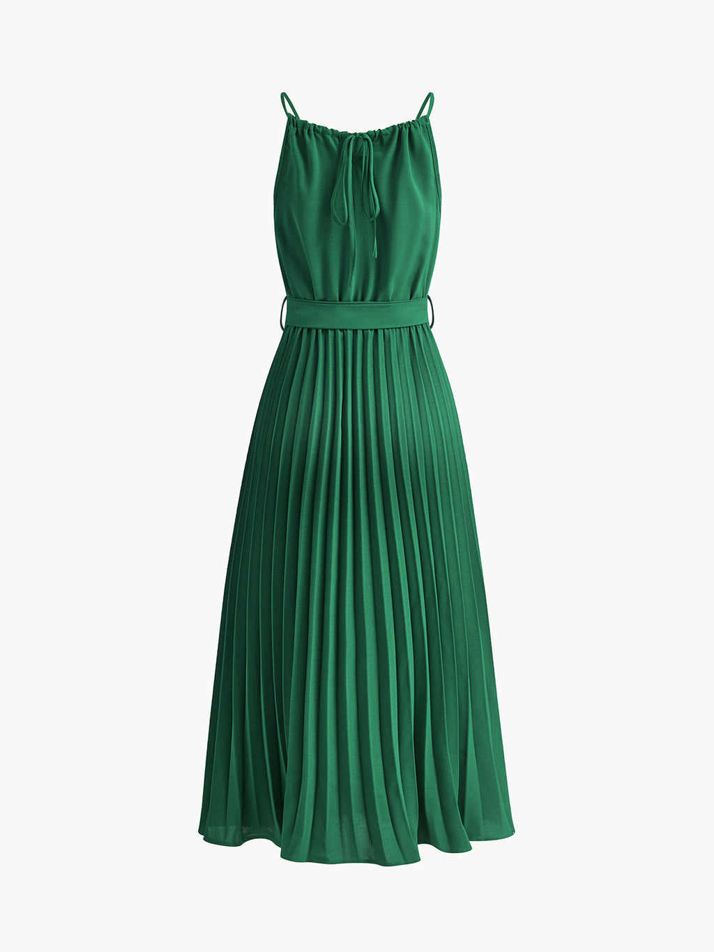 Halter Belted Pleated Midi Dress — Svelte Chic