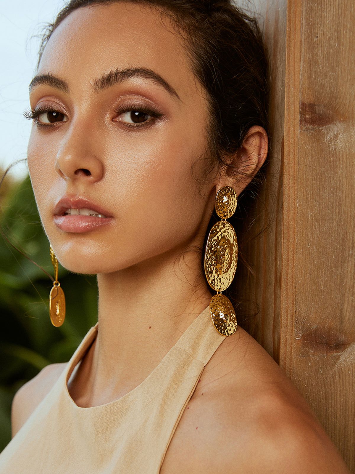 Cascade Textured Drop Earrings in Gold — Svelte Chic