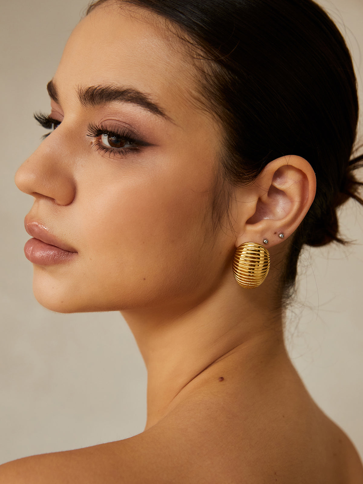 Ribbed Half Hoop Earrings — Svelte Chic